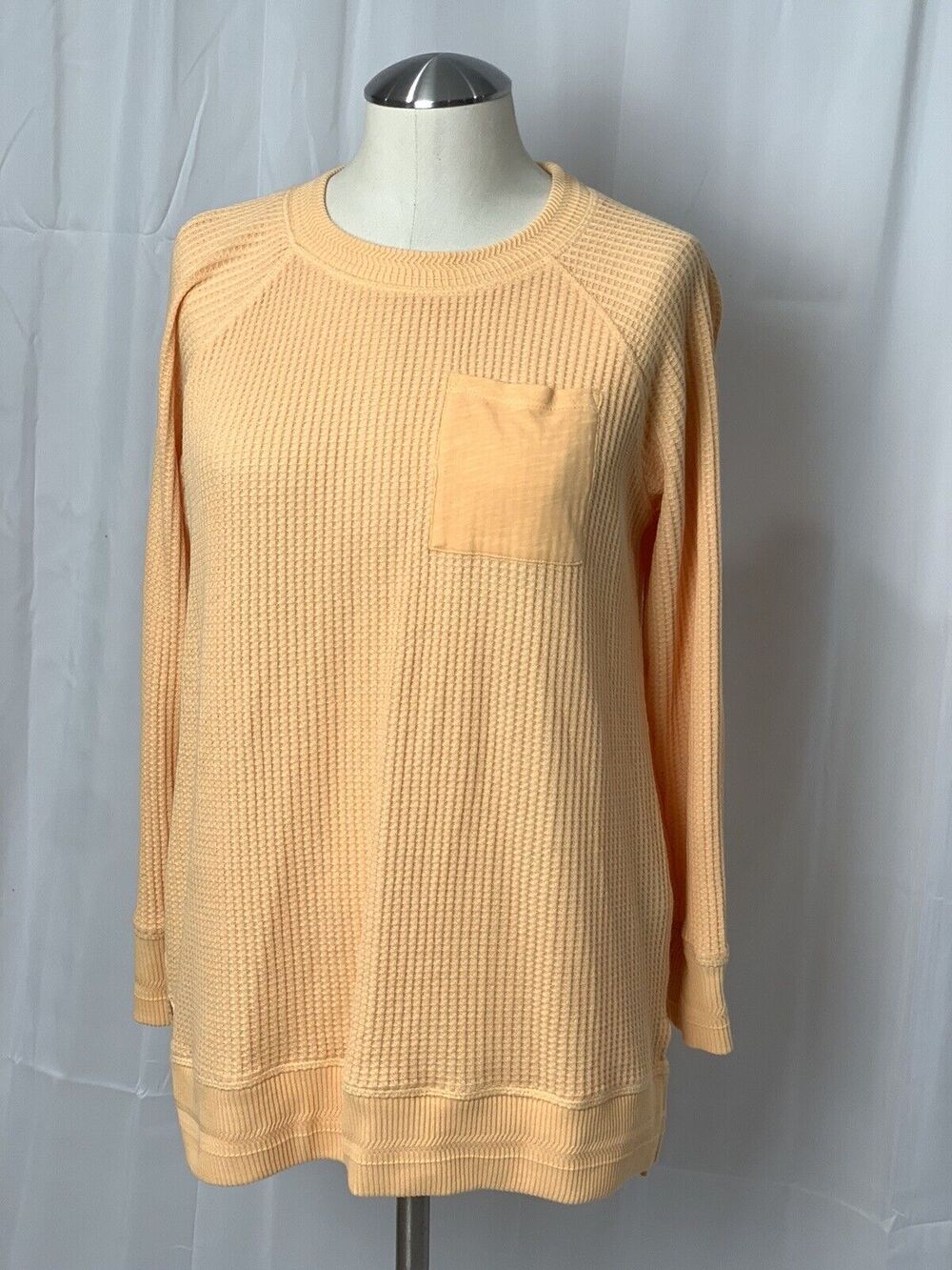 Soft Surroundings Autumn Waffle Tunic Top Long Sleeve Light Orange Size PS